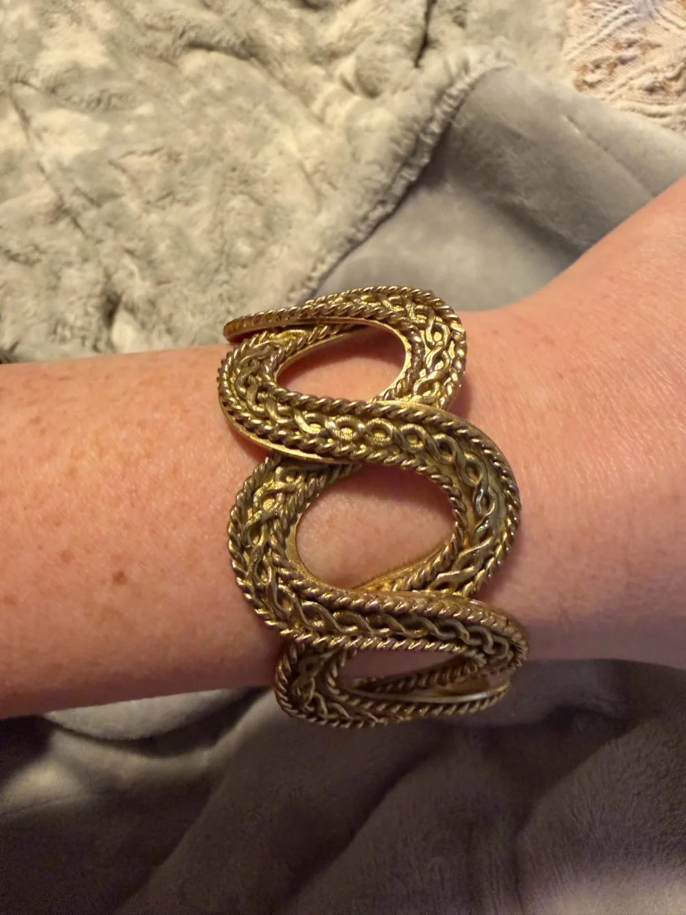 Rustic Cuff Gold Bangle - Picture 5 of 6